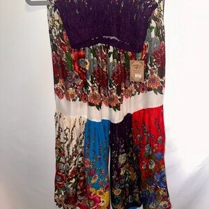 Kathmandu Floral Tiered Pants in Purple, Red, Yellow & Cream